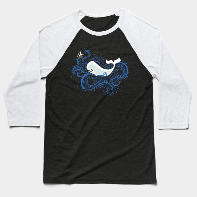 Great White Whale Baseball T-Shirt by katiestack.art